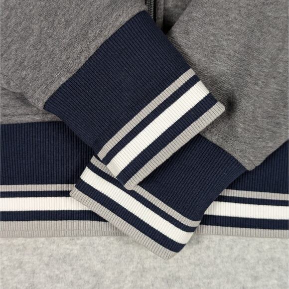 Michael Kors Track Jacket Mens Small Full Zip Gray Navy White Knit Bomber Stripe - Picture 6 of 12